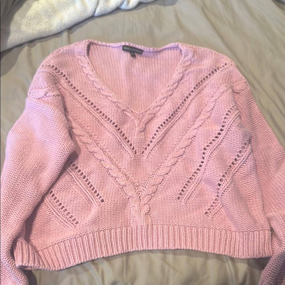 Kendall & Kylie Pink V-Neck Sweater